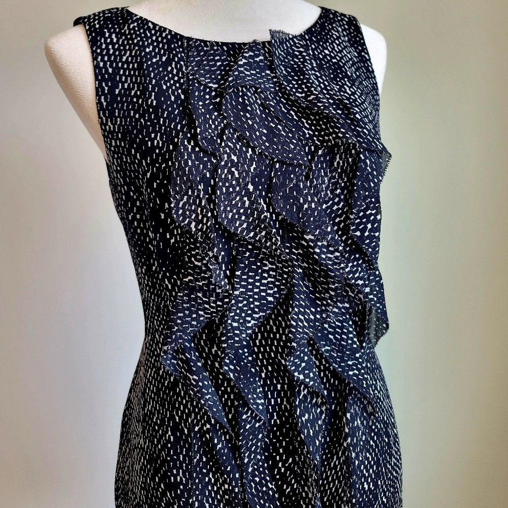 Ann Taylor 100% Silk Chiffon Black Ruffle Midi Dress, size 6 - Picture 4 of 9